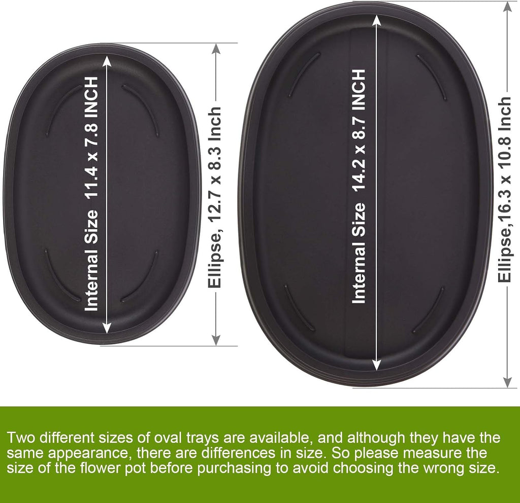 Pinkunn 2 Pcs Bonsai Humidity Drip Tray for Plants,16.3 x 10.8 Inch | Plastic Plant Water Catcher, Oval Plant Saucers