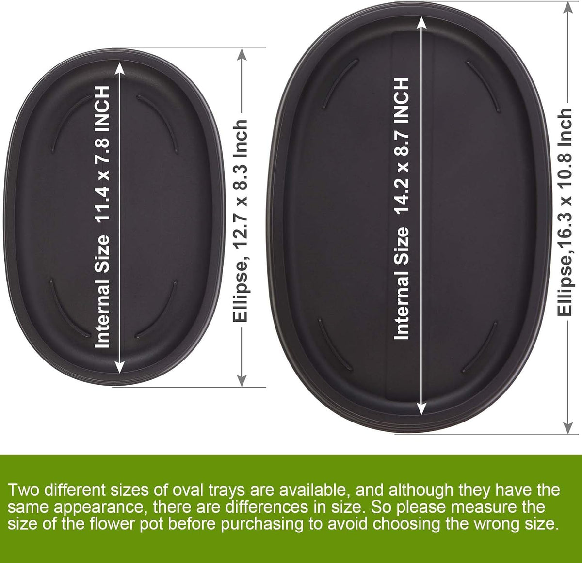 Pinkunn 2 Pcs Bonsai Humidity Drip Tray for Plants,16.3 x 10.8 Inch | Plastic Plant Water Catcher, Oval Plant Saucers