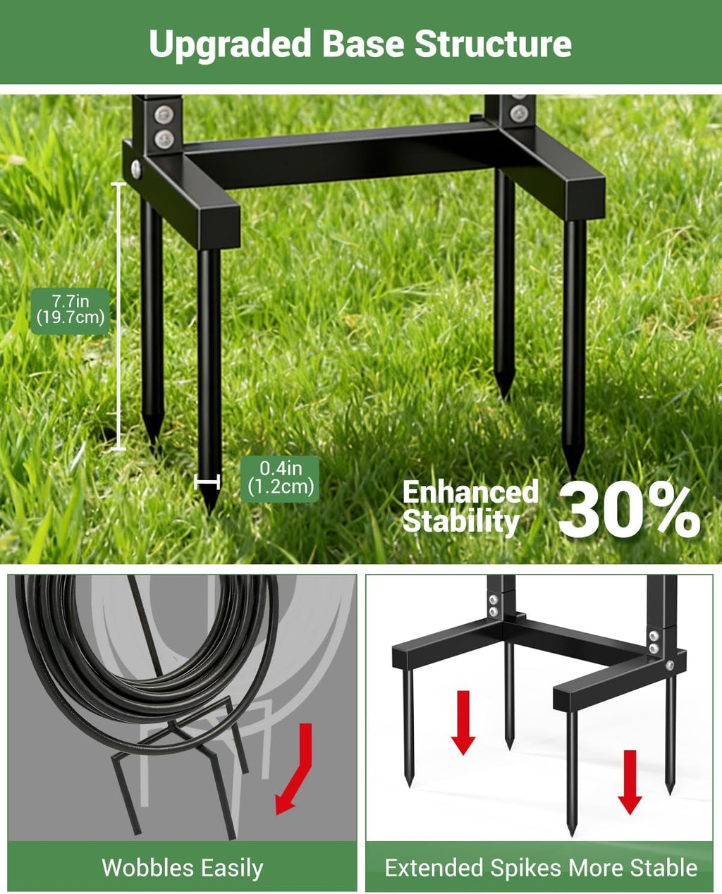 Garden Hose Holder, Freestanding Water Hose Reel Stand, Holds 160 FT, Black | Heavy Duty Detachable Hose Storage Rack