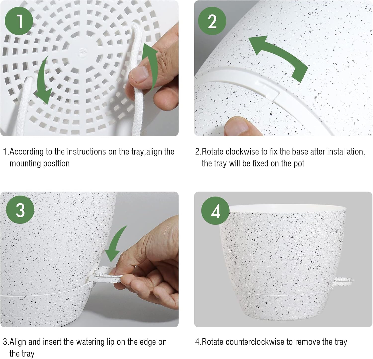 UOUZ 12inch 2Pack Large Self Watering Planters, Plastic Plant Pots with 60oZ Removable Deep Reservoir and Multi Mesh