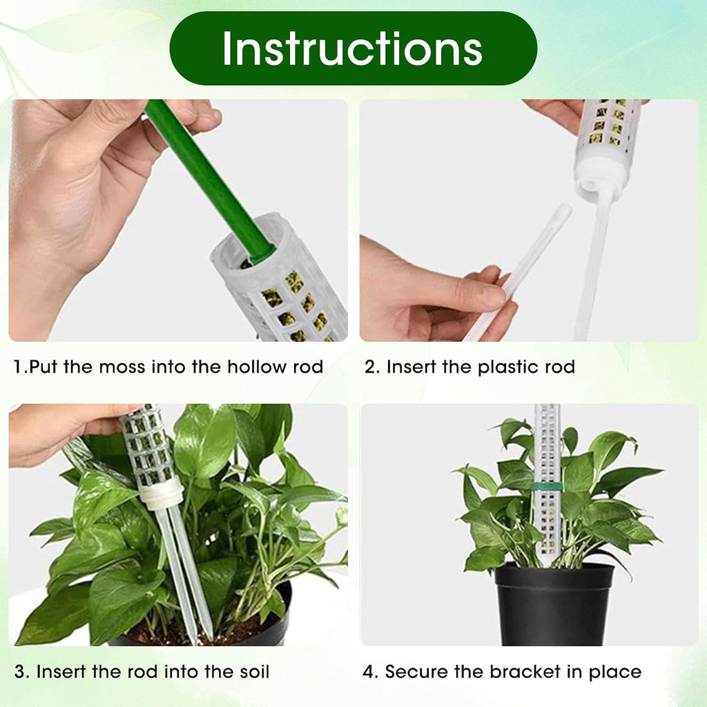 6 Pcs 25 Inch Plastic Moss Pole for Plants Monstera, Stackable Plant Support Stakes,Moss Pole for Climbing Plants