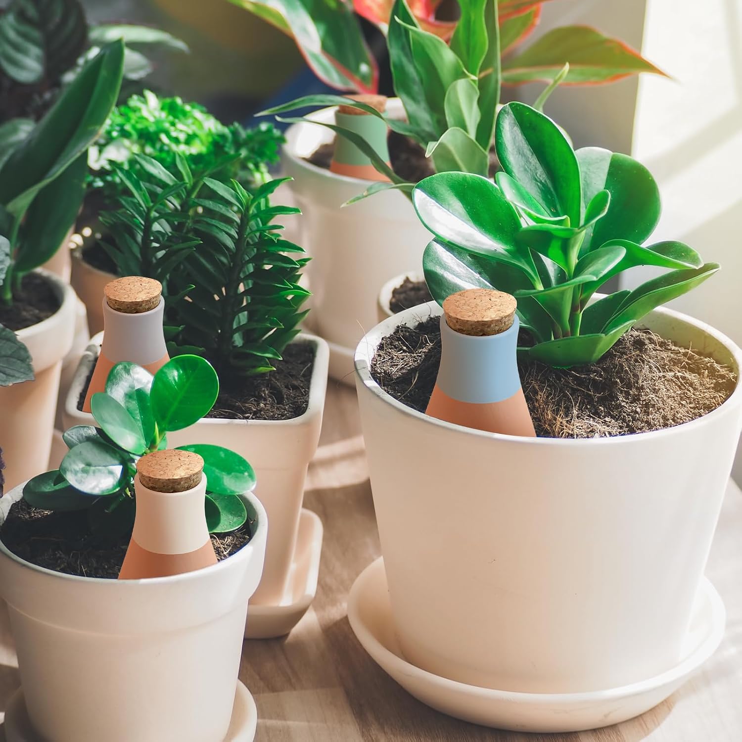 4PCS Terracotta Watering Spikes, Ollas Self Watering Globes | Slow Release Self Watering Planter Insert, Plant Watering