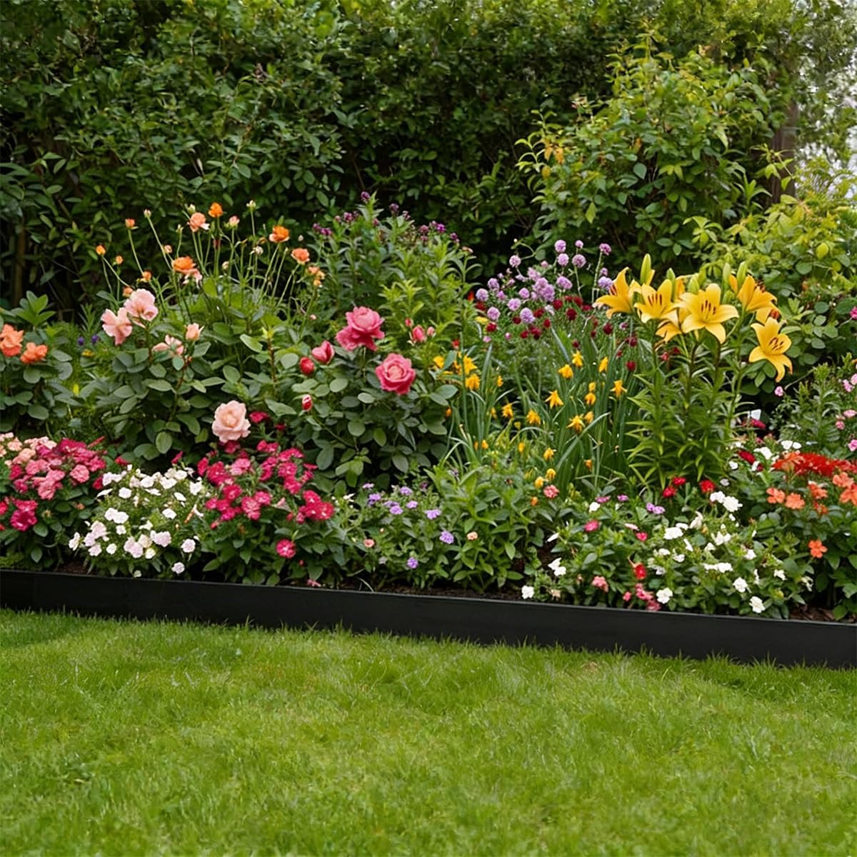Landscape Edging Border 120FT, 4IN Tall Plastic Garden Edging | Lawn Edging Kit with 180pcs Spikes, Tool-Free Flexible