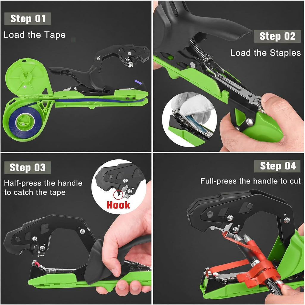 Easy & Fast Plant Tying Machine for Tomatoes, Grapes, Cucumbers - Professional Tying Tool Saves Labor with Spare Tapes