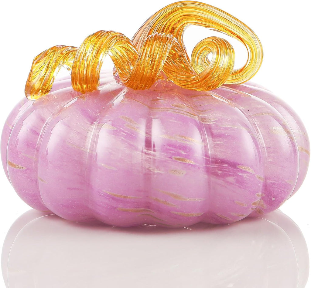 8 Pcs Blown Glass Pumpkin Figurines Fall Thanksgiving Centerpiece Decor