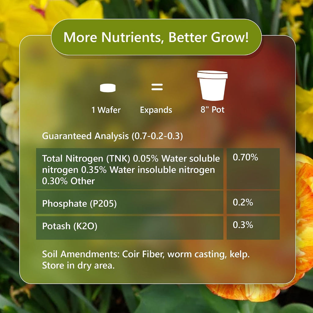 18 Wafers | 1 Wafer Fills an 8" Pot | Ready to Plant Organic Potting Soil Loaded with Nutrients | 18 Wafers Expand to 9