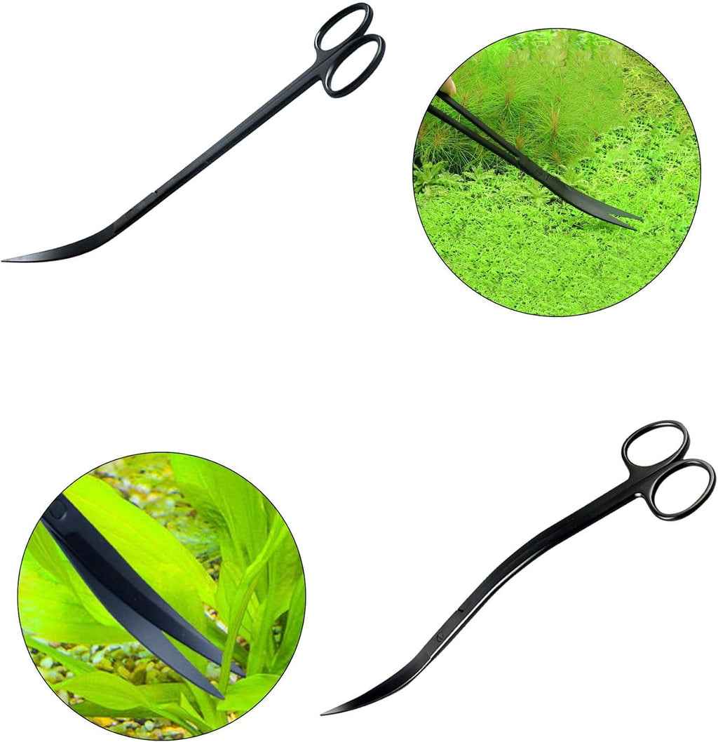 Aquascaping Tools 7 in 1 Kit Aquarium Plant Scissors Tools Set Curved & Waved Scissor Tweezers Spatula Stainless Steel