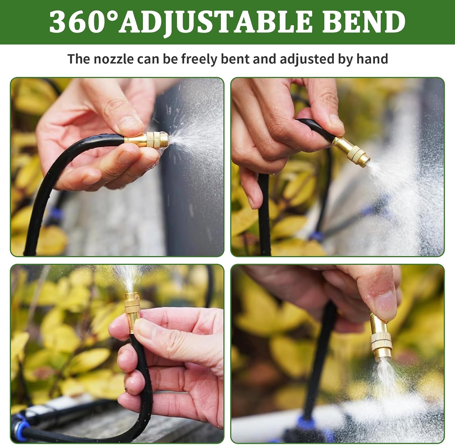 100Ft 1/4” Drip Irrigation System – Drip Irrigation Kit & Garden Watering Kit with 16 Pcs 360° Adjustable Copper