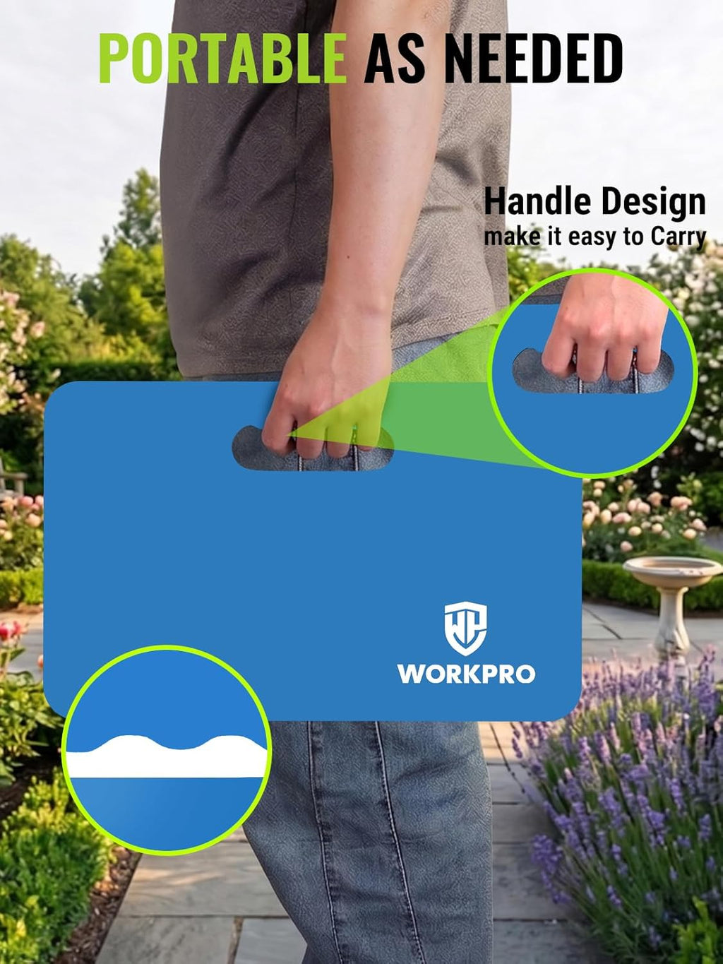 WORKPRO Extra Thick Kneeling Pad, 2 Pack, 17.5 x 11 x 1.5 in, Blue | Soft NBR Foam Cushioning for Knee, Large Foam