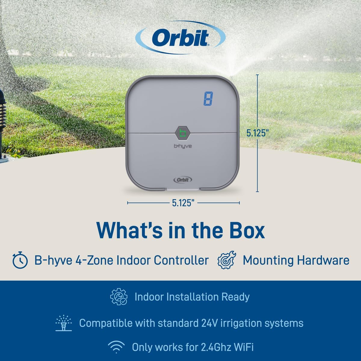 Orbit B-hyve Indoor Smart Sprinkler Controller - 8-Zone - WiFi Irrigation Controller - App Controlled Irrigation with