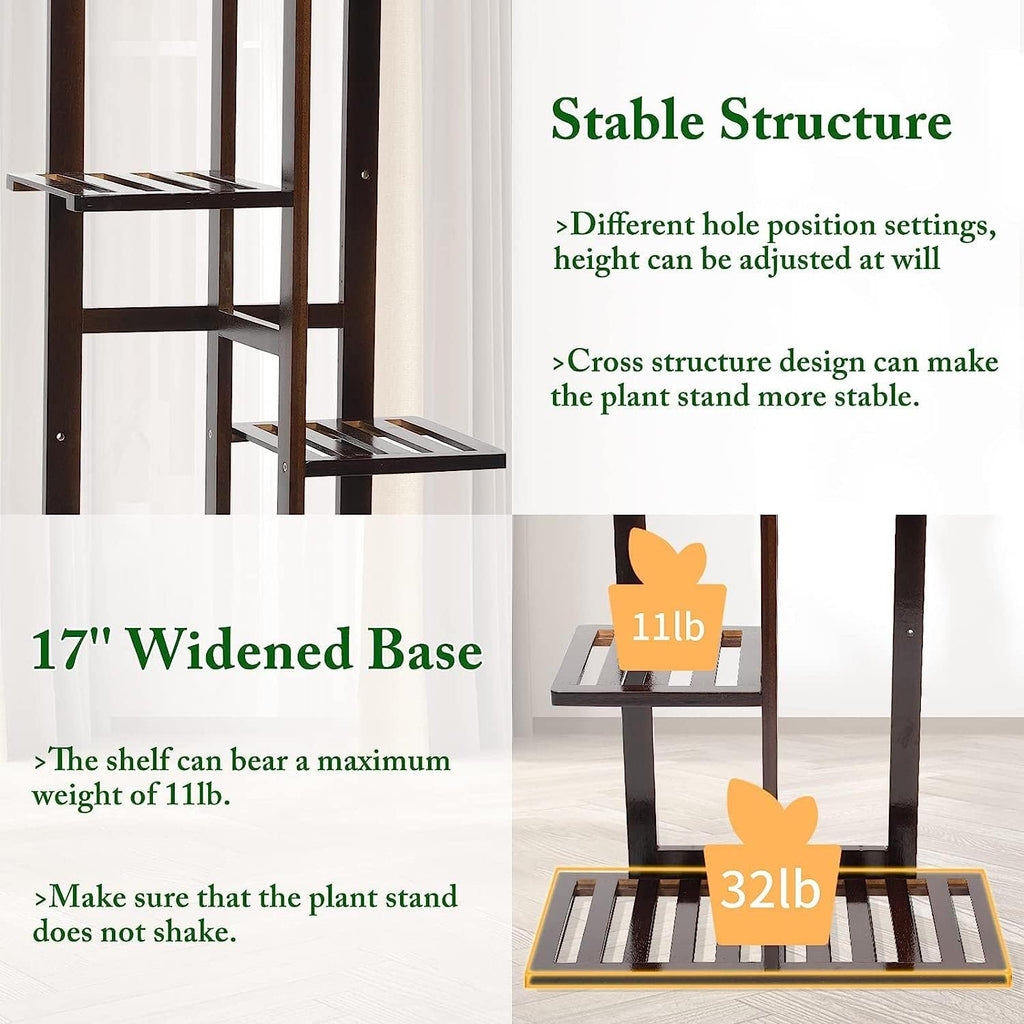 DolceLuna Plant Stand Indoor 6 Tier, Bamboo Plant Shelf Corner Flower Rack | Elegant 46 Inch Tall for Multiple Plants