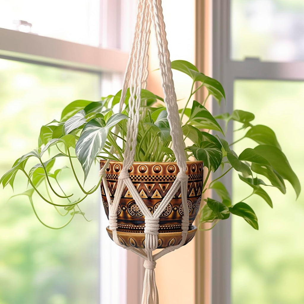 G EPGardening Ceramic Pot for Plants 5.5 Inch - Ceramic Plant Pot with Drainage Hole and Saucer, Boho Round Planter for