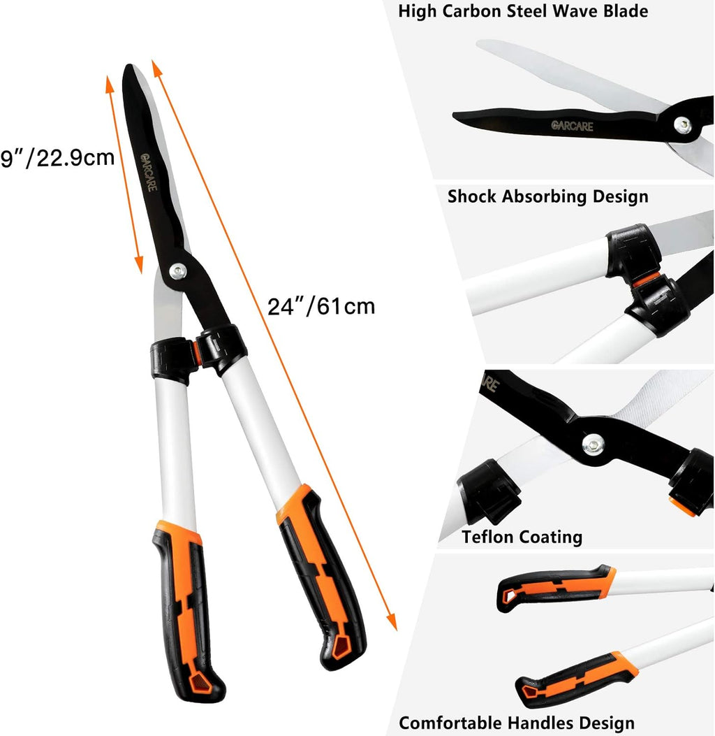 GARCARE Hedge Clippers Pruning Shears 4 in 1 Set Garden Pruning Tool Set | High Carbon Steel, Lopper, Folding Saw