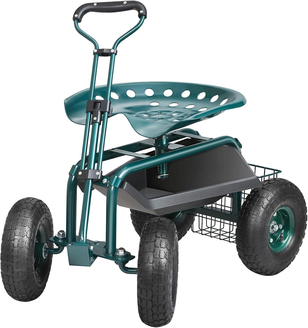 VEVOR Garden Cart Rolling Workseat with Wheels, Gardening Stool for Planting, 360 Degree Swivel Seat, Wagon Scooter