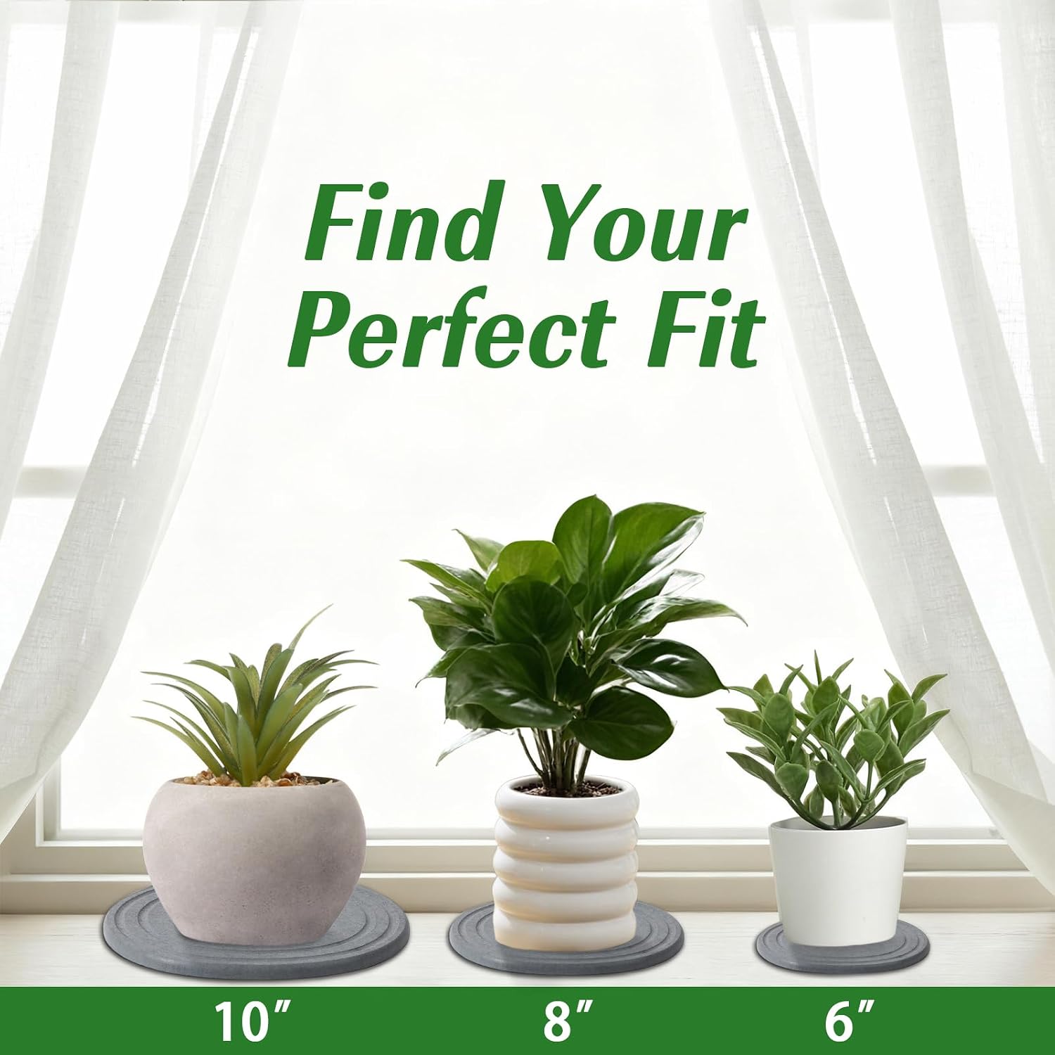 Plant Saucers for Indoors, 6 Pack 6" Quick Dry Diatomite Plant Drip Water Catcher Trays for Pots, Diatomaceous Earth