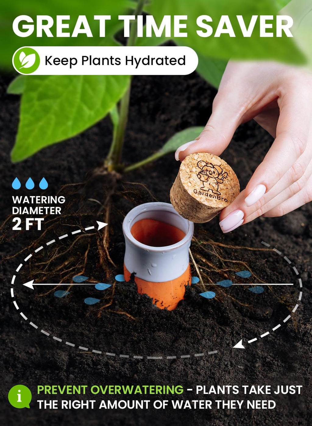 4pc Ollas Terracotta Watering Pots Large 14 Oz Self Watering Planter Insert | Olla Watering System For 1-week Easy To