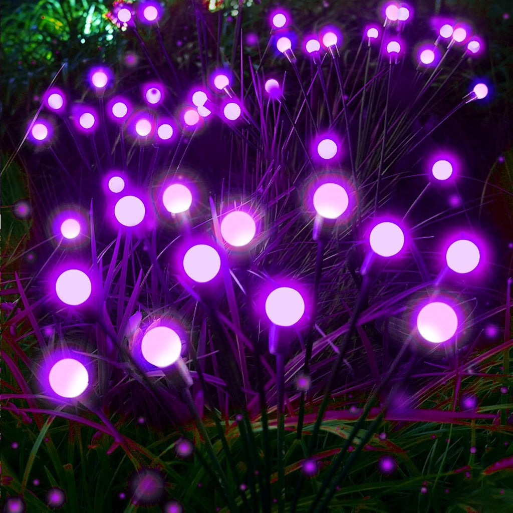Halloween Decorations Outdoor Solar Firefly Lights 6 Pack 48 LED Purple