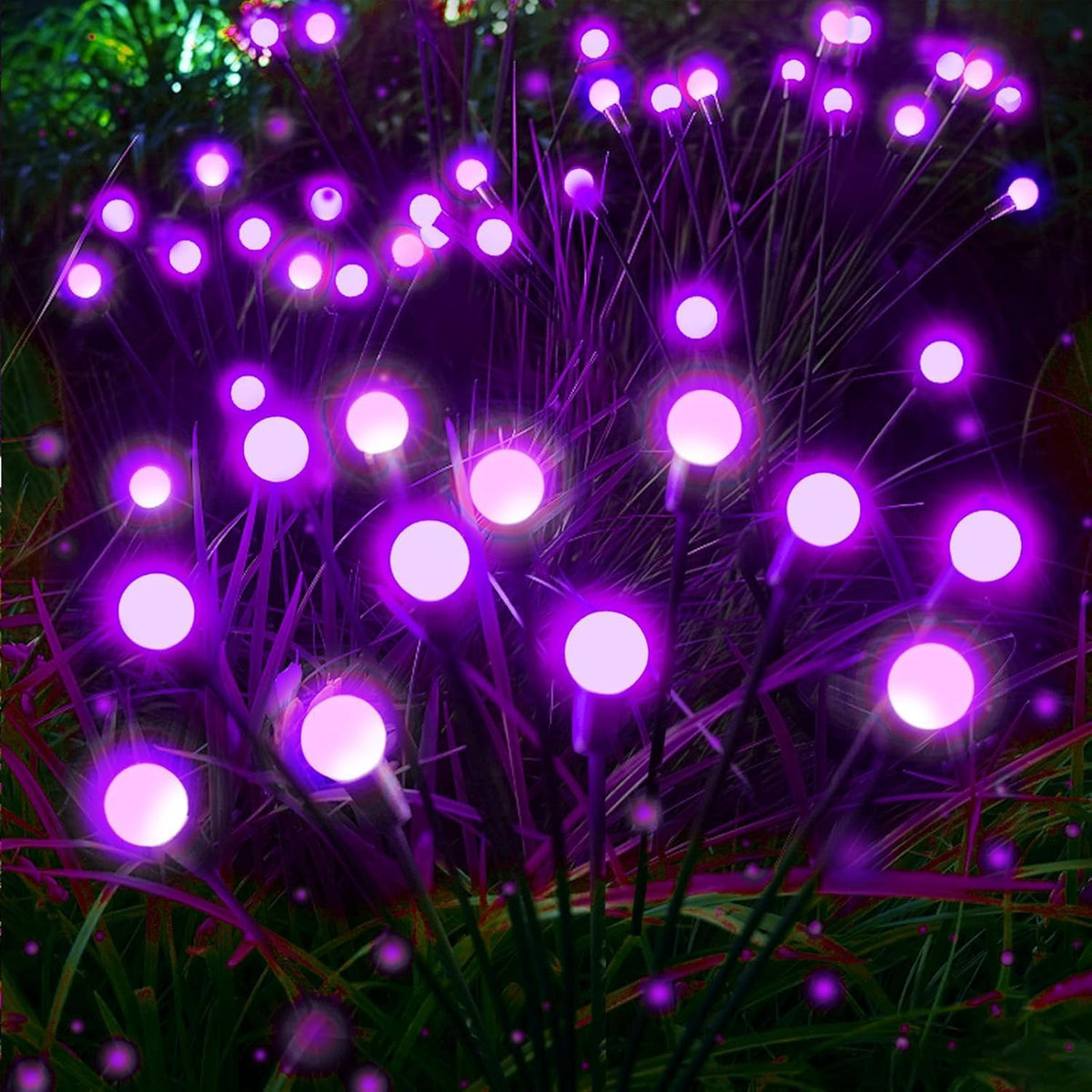 Halloween Decorations Outdoor Solar Firefly Lights 6 Pack 48 LED Purple