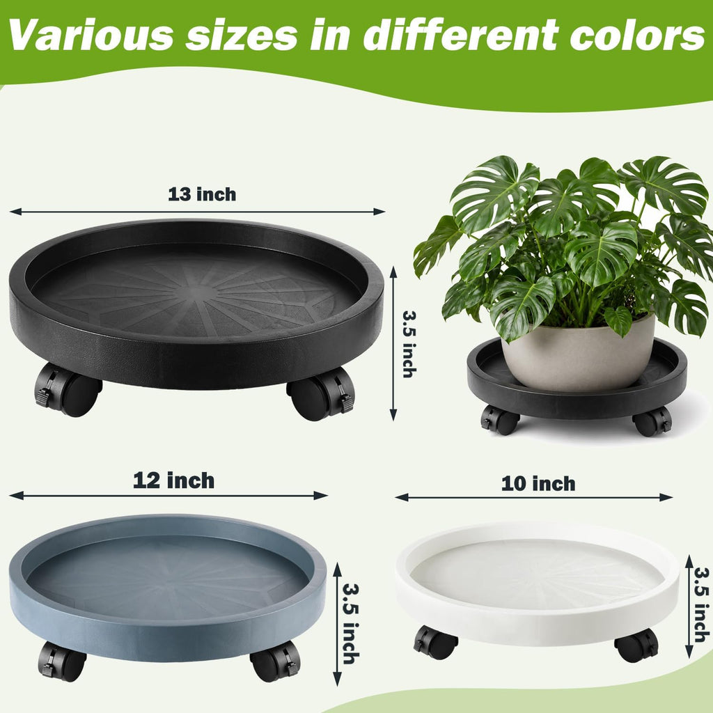 Planterhoma 5 Packs 12 Inch Plant Caddy with Wheels Rolling Plant Stand Wheeled Plant Dolly Heavy-Duty Large Pot Mover