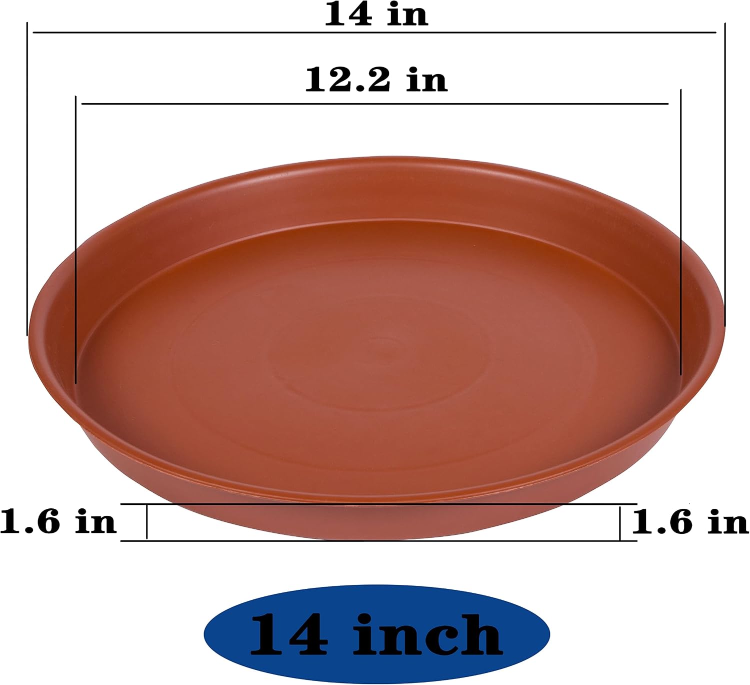 4 Pack Plant Saucer, 13 14 16 18 inch Heavy Duty Plastic Plant Saucer Round, Plant Tray for Pots, Flower Plant Saucers