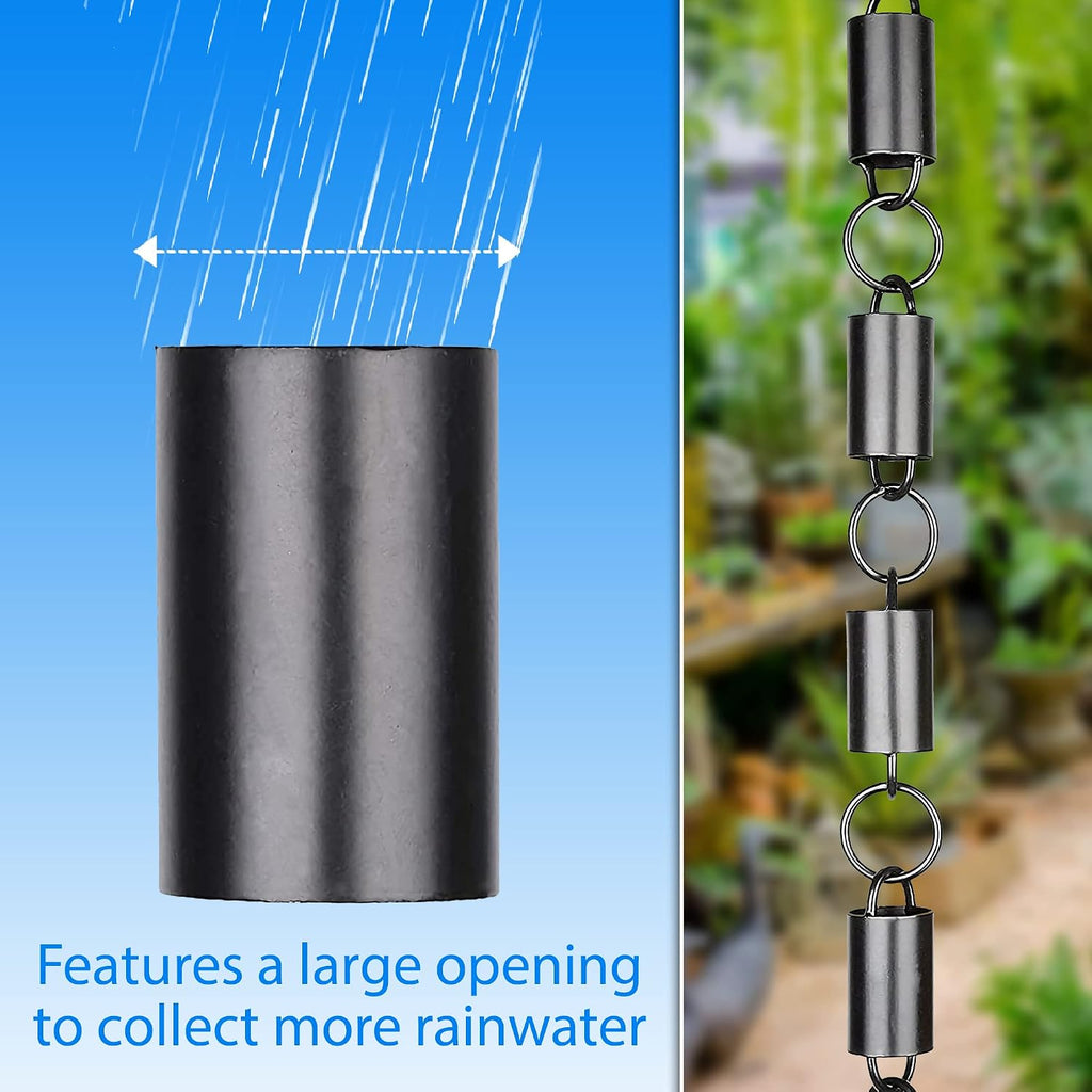 Channel Rain Chains for Gutters 8.5ft Black
