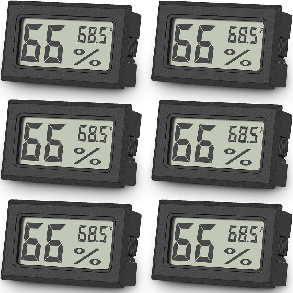 Vaikby 6-Pack Mini Digital Thermometer Hygrometer, Indoor Humidity Monitor, Temperature Humidity Gauge Meter with Fahrenheit (℉) for Greenhouse, Garden, Cellar, Closet, Fridge