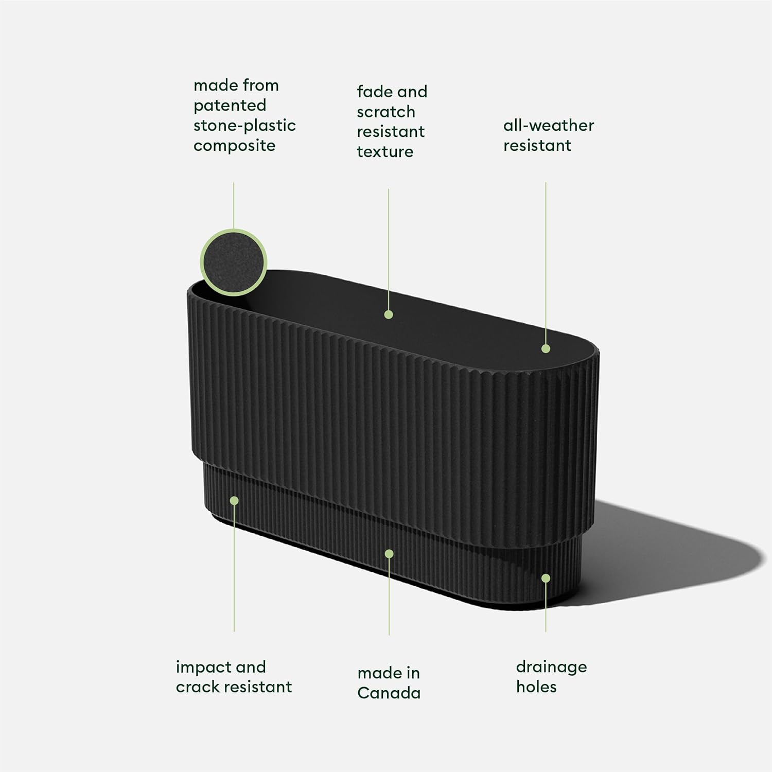 Veradek Demi Series Long Planter - Wide Outdoor Planter | Made From a Durable Plastic-Stone Composite With Pre-Drilled