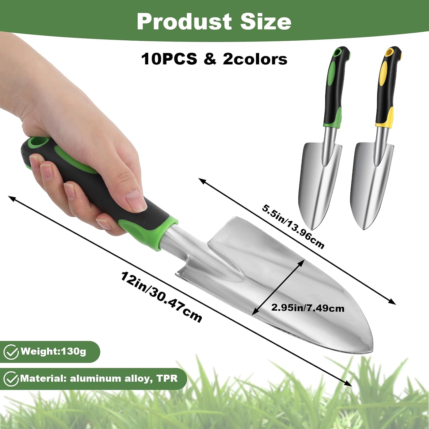 PercyEffie10 Pcs Garden Trowel Bulk, Heavy Duty Shovels Garden Tool, Small Shovel for Digging Metal Hand Trowel Spade