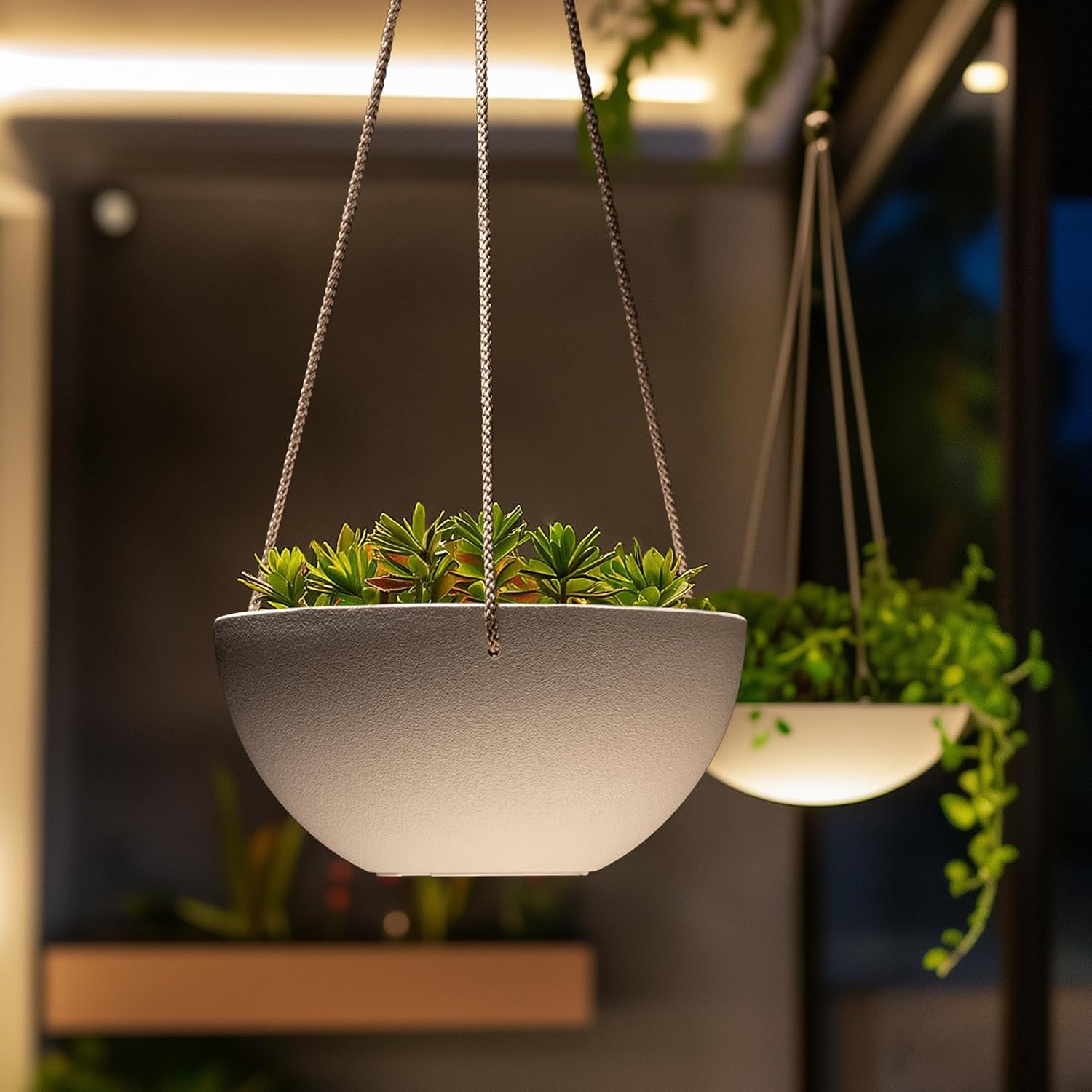 LA Jolie Muse Hanging Planter Baskets for Indoor Plant, Set of 2, 9.84 Inch | Decorative Hanging Baskets with Drainage