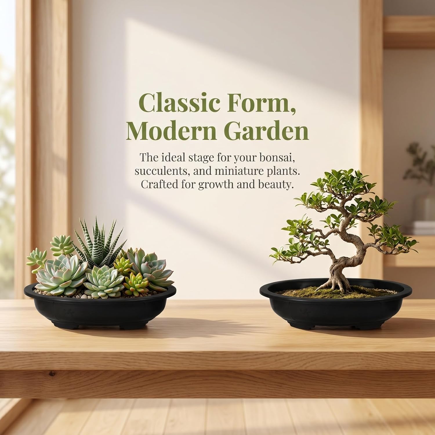 4Pcs Oval Plastic Bonsai Flower Pots with Drainage Practical Gardening Containers for Home Office Balcony Nursery and