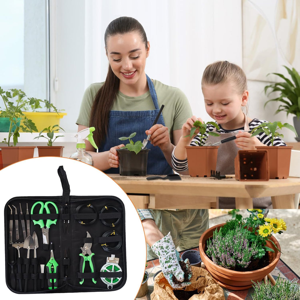 Bonsai Tools Kit 20 Pcs Garden Tools Set for Starters, Gardening Gifts for Women Men Includes Bonsai Wire Kit, Plant
