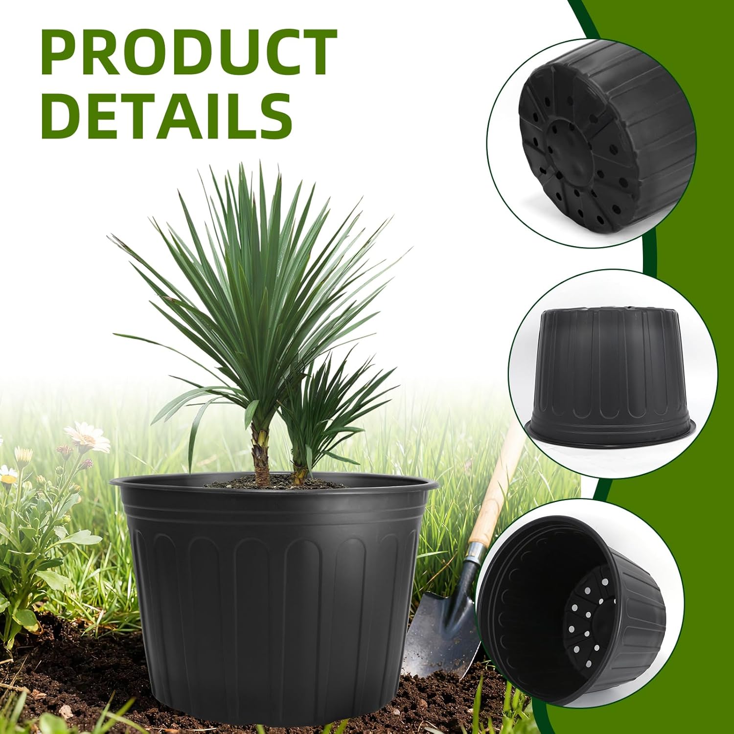 30 Pack 5 Gallon Plastic Nursery Pots,12.8 Inch Thickened Soft Plant Pots with Drainage Holes,Flower Planter Container