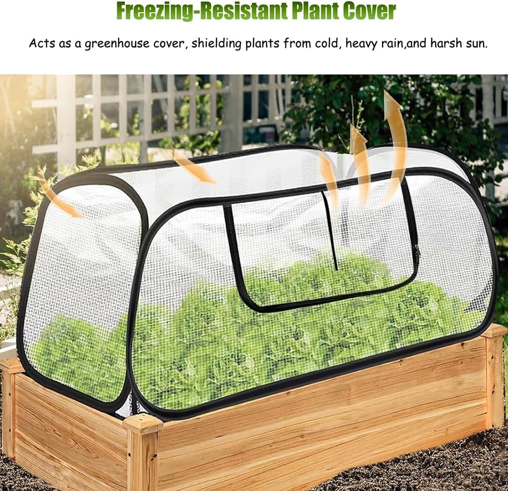 Verveens Pop Up Garden Row Cover, 45x22x16 for Raised Beds | Fine Mesh Protects Veggies & Seedlings, Blocks Birds &