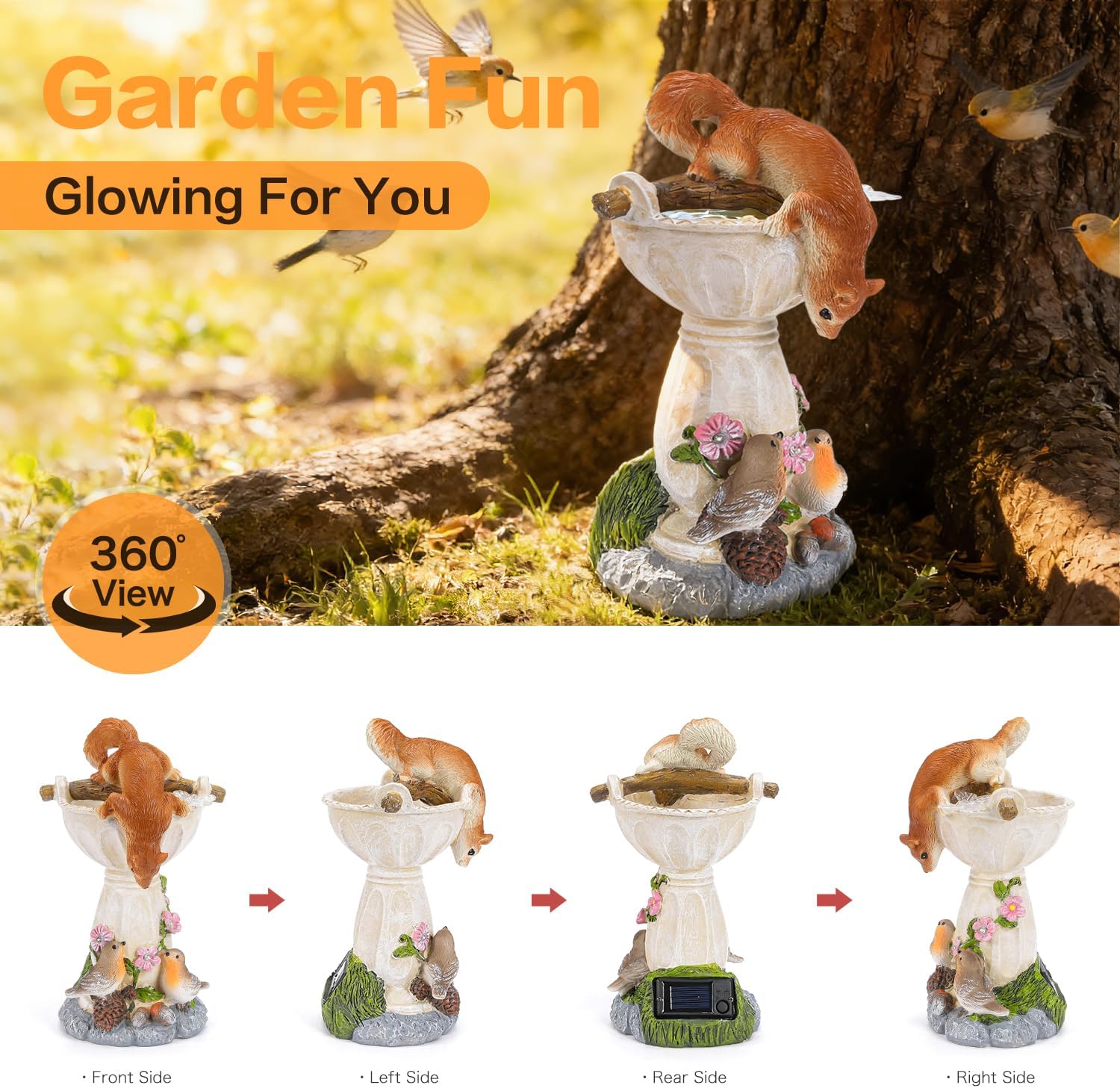 HUYIENO Solar Garden Statue Outdoor Decor Ornament Waterproof Solar Powered LED Lights for Yard, Patio, Lawn Gift for