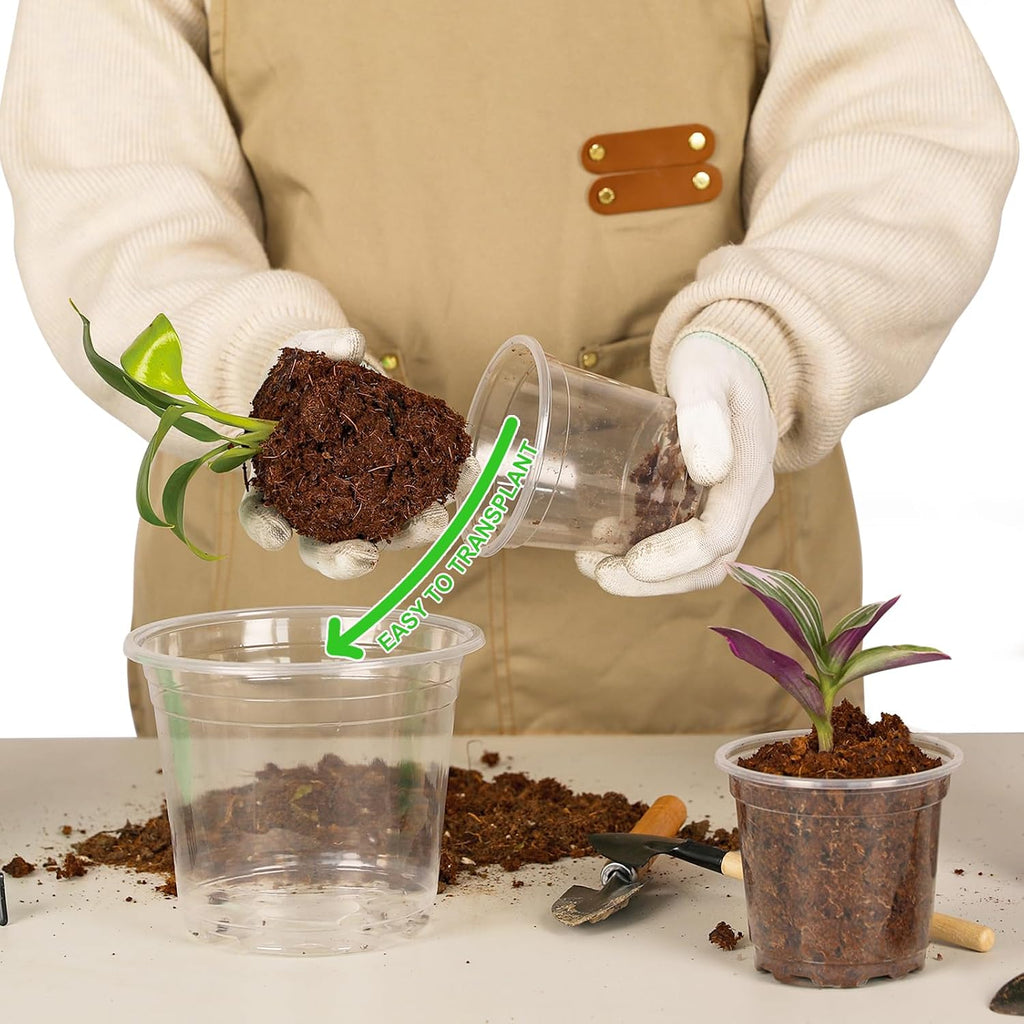 JNYONG 60 Pack 3.5/4/5/6/7 Inch Clear Nursery Pots with Drainage Hole | Variety Sizes Seed Starting Pots Transparent