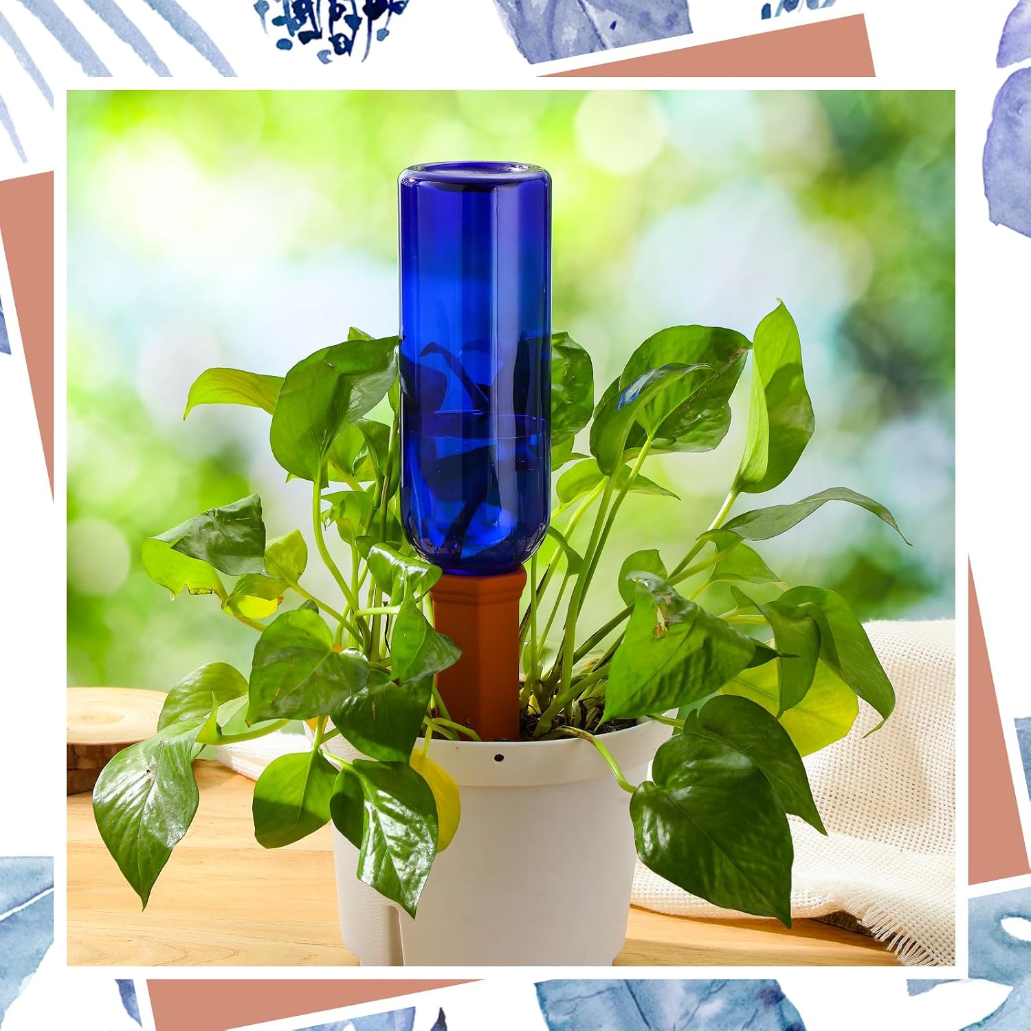 Teenyyou 12 Pcs Watering Spikes for Indoor Plants Include Terracotta Self Watering Spikes Devices and 26 oz Plastic