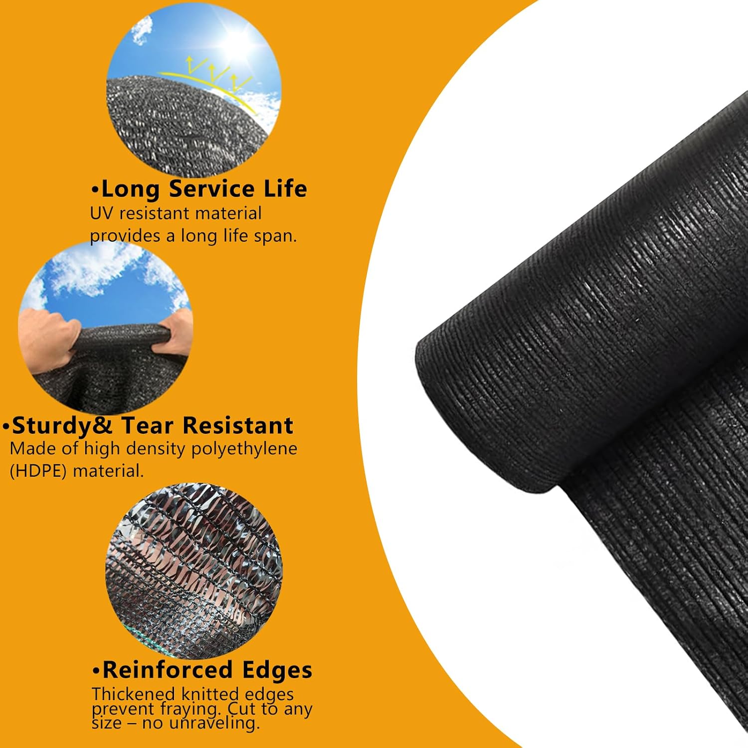 POYEE 50% Black Shade Cloth Roll 6x100 ft | Cuttable Sunblock UV Resistant Sun Shade Cover Fabric for Plants Heat