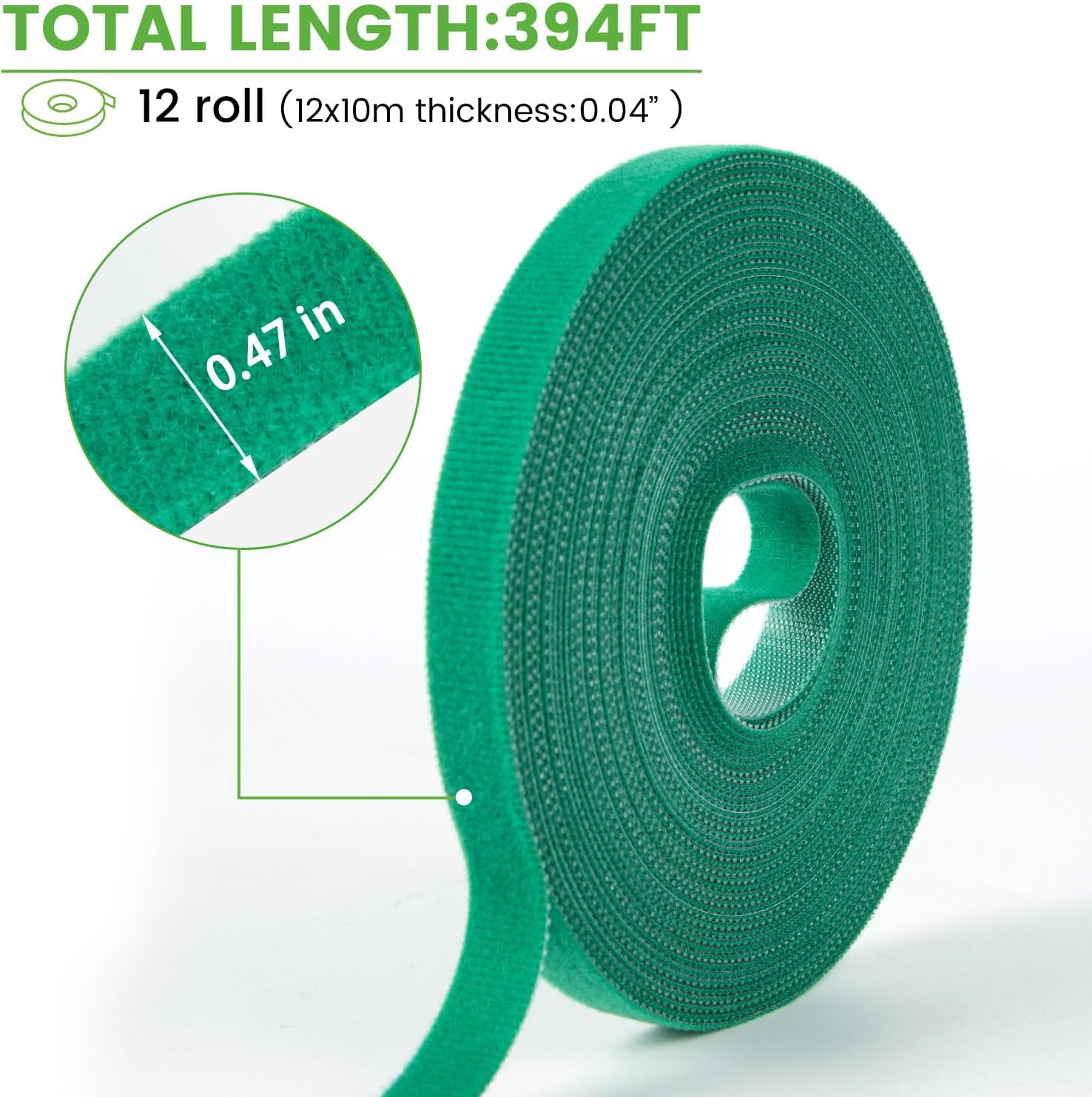 12 Rolls Plant Tape, Twist Ties for Plants 1/2" 394ft Garden Plant Ties, Green Tape, Soft and Tomato Plant Ties, Plant