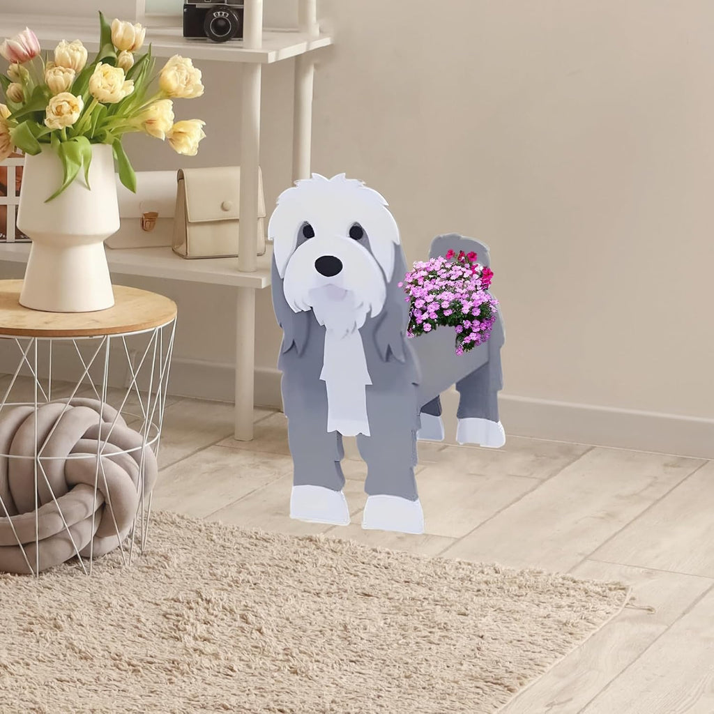 Baba Collie Dog Planter Pots, Animal Shaped Flower Pot | Cute Plant Gift for Women and Pet Lovers, Indoor Outdoor