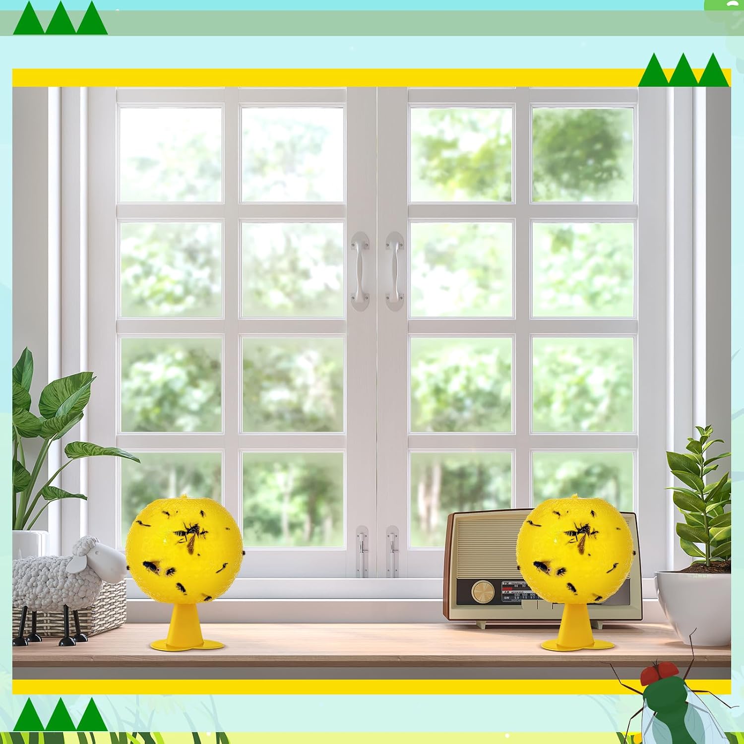 Qualirey 10 Set Fruit Fly Sticky Trap Balls Fungus Gnat Killer Bug Catcher Gnat Trap Insect Traps Indoor Outdoor Plant
