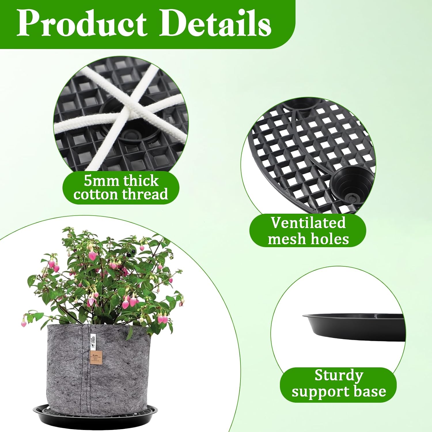 5-Pack 12" Plastic Plant Saucer, Self Watering Pots for Indoor Plants, Bottom Plant Water Catcher Tray, Indoor/Outdoor