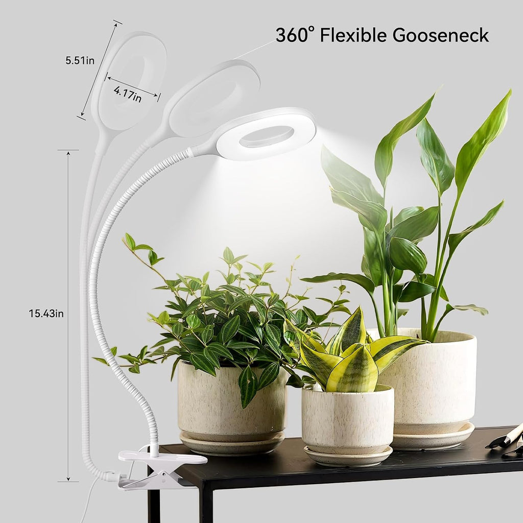 2 Packs Plant Growing Lamp, LED Pot Clip-on Plant Light for Growing | Full Spectrum Plant Light with Remote, 4/8/12H