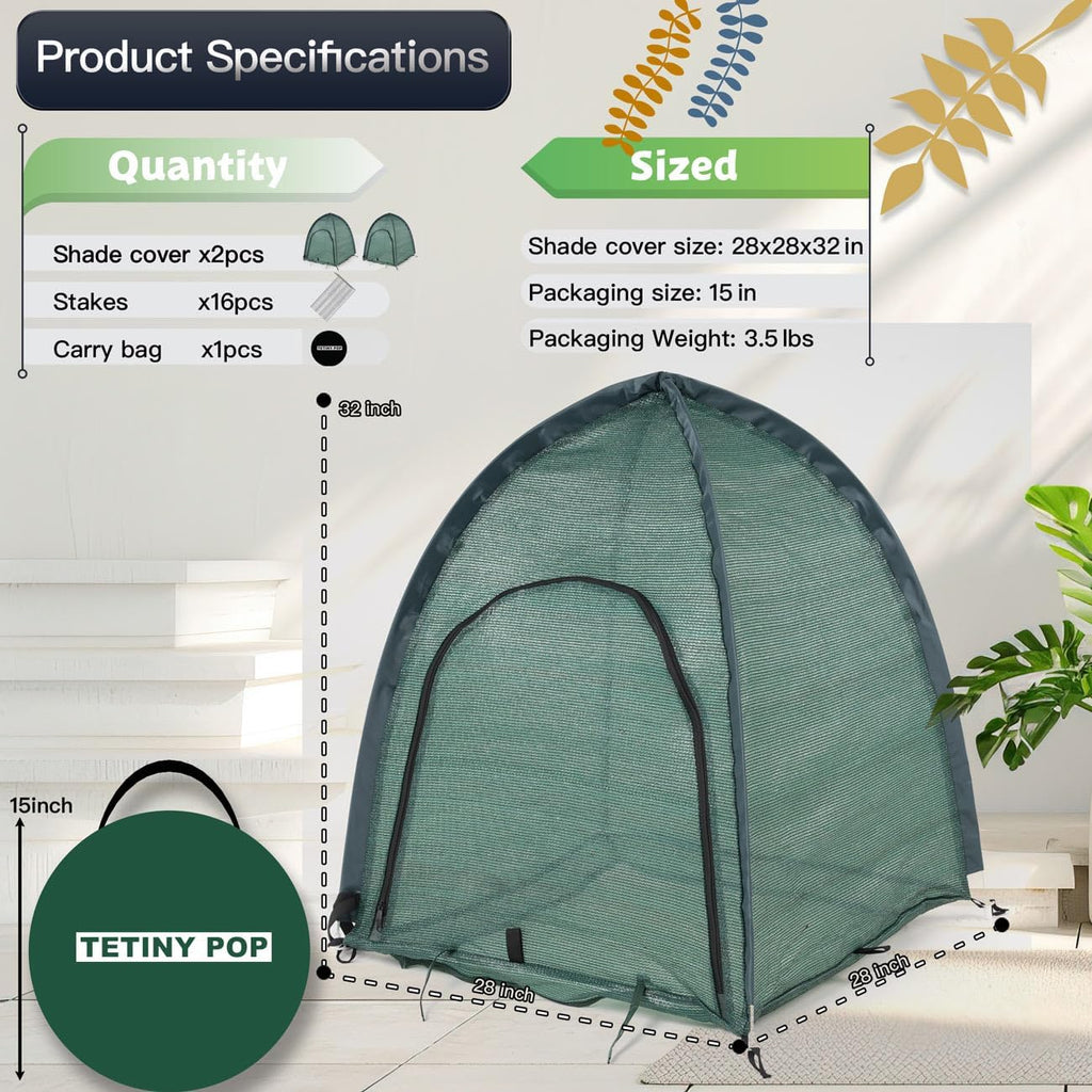 2pack Pop up Plant Sunshade Cloth,Plant Sun Shade Net for Flower UV Resistant Pest Guard Cover for Outdoor Gardens