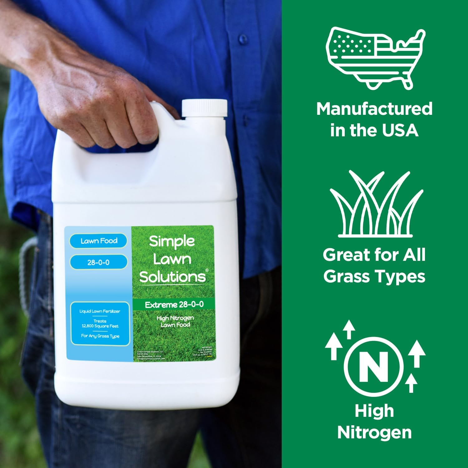 Maximum Green & Growth Fertilizer High Nitrogen 28-0-0 Lawn Food Liquid Fertilizer- Spring & Summer- Any Grass Type