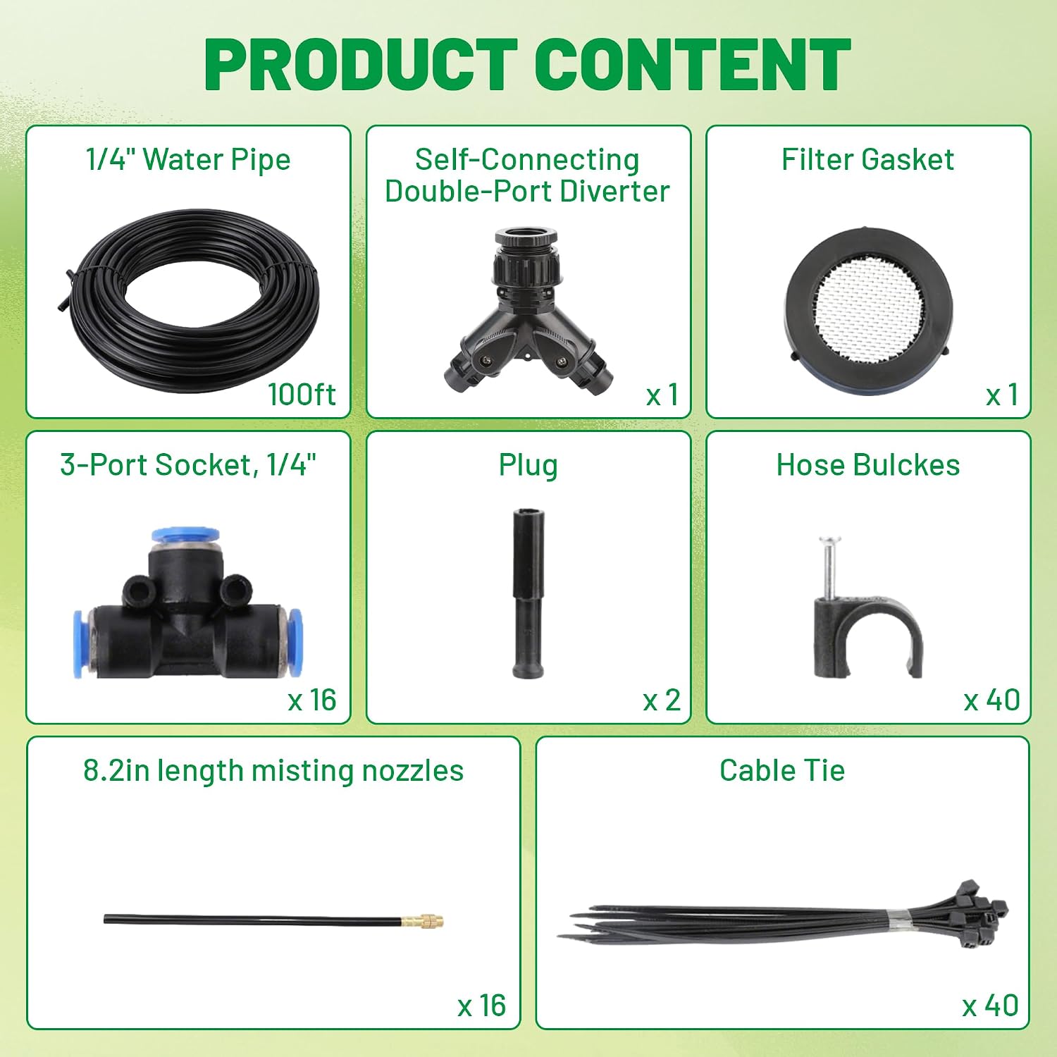 360° Adjustable Micro Drip Irrigation System, 16 Brass Sprinkler Heads & Bendable Stems, Automatic Watering Kit with