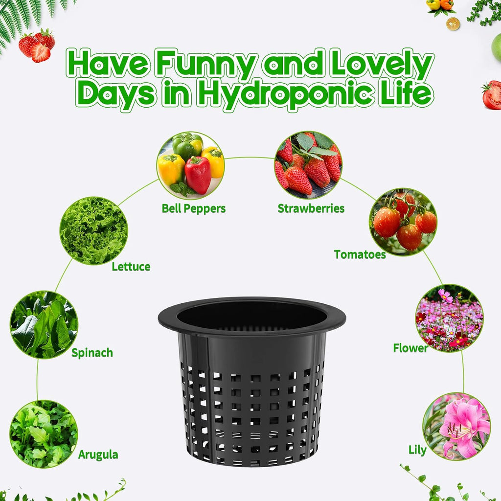 6 Inch Net Cups (12 Pack), Net Pots for Hydroponics, Orchids Mesh Baskets Pots Heavy Duty Hydroponics Supplies with