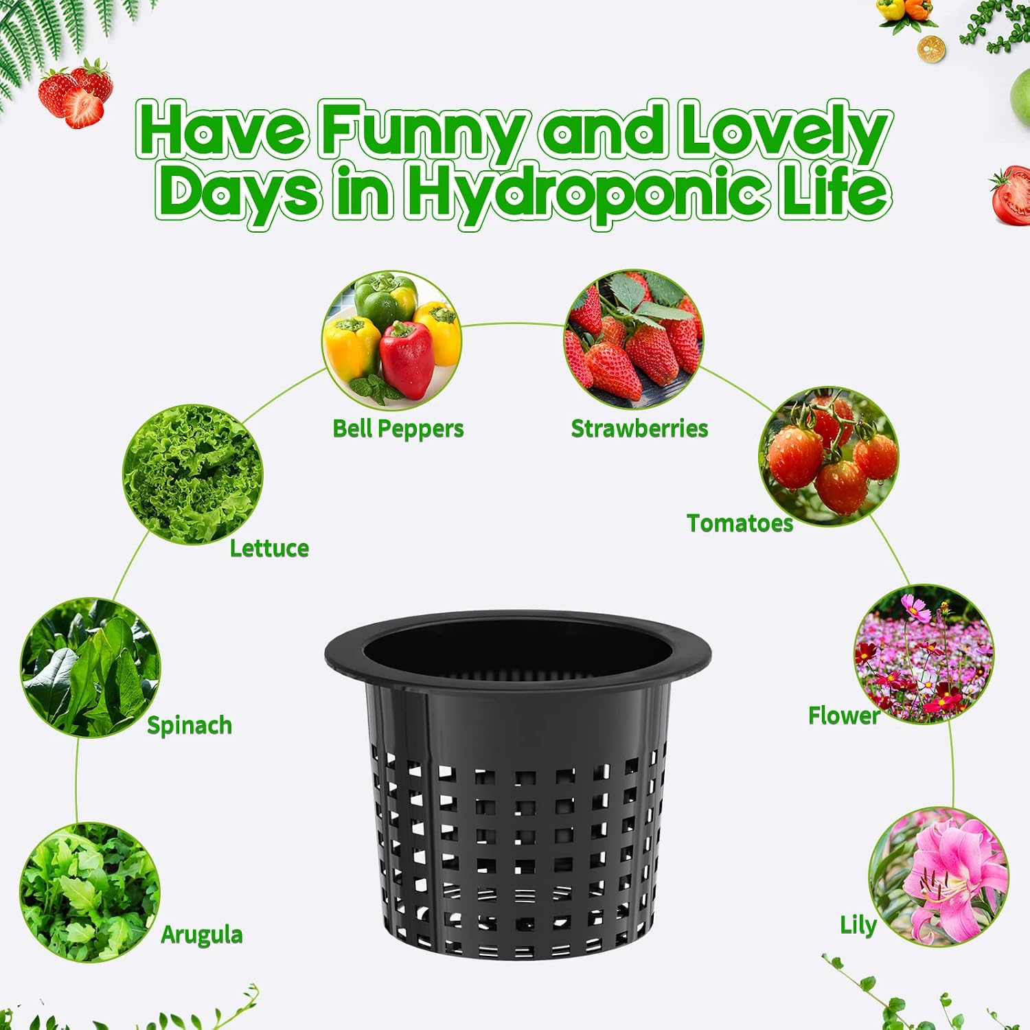 6 Inch Net Cups (12 Pack), Net Pots for Hydroponics, Orchids Mesh Baskets Pots Heavy Duty Hydroponics Supplies with