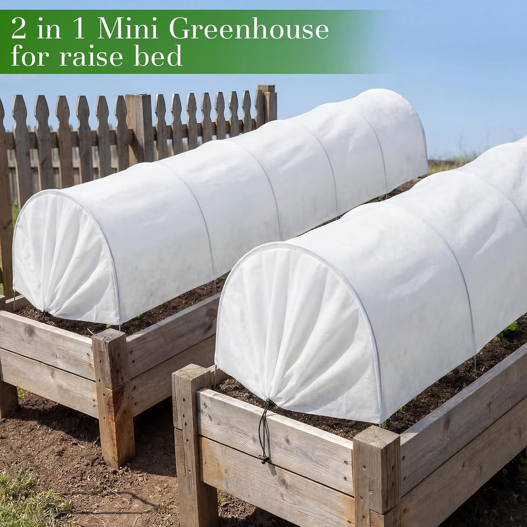 4 Pack 10ft Mini Garden Greenhouse Tunnel Net Cover | 2 in 1 Portable Frost Cloth Hoop Greenhouse Tunnel Quick-release