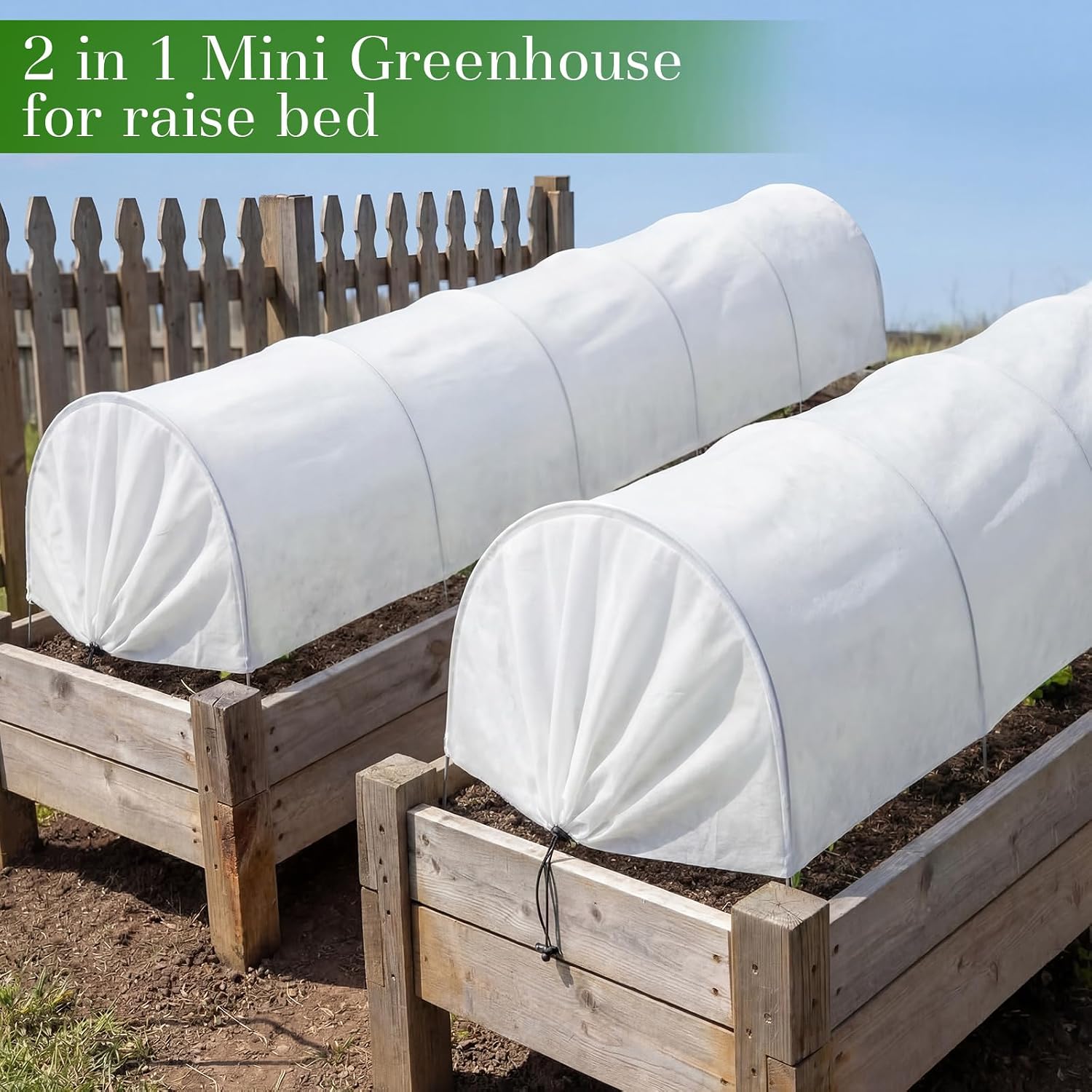 4 Pack 10ft Mini Garden Greenhouse Tunnel Net Cover | 2 in 1 Portable Frost Cloth Hoop Greenhouse Tunnel Quick-release