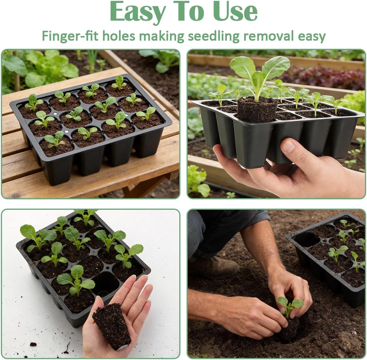 RooTrimmer 60 Pack Reusable 12-Cell Seed Starter Tray, Plant Starter Trays with Large Drainage Holes for Seed
